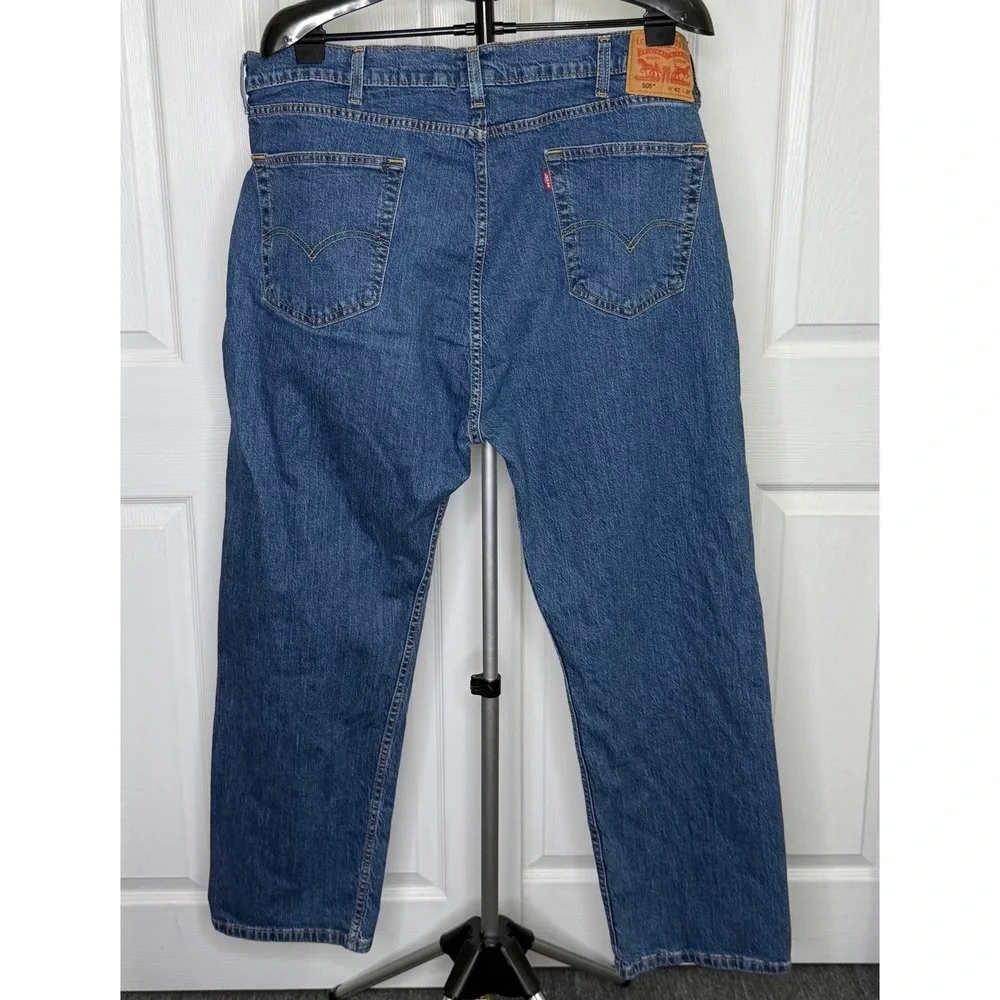 Levis 505 Jeans Mens 42x30 Blue Regular Fit Straight Leg Stretch Denim